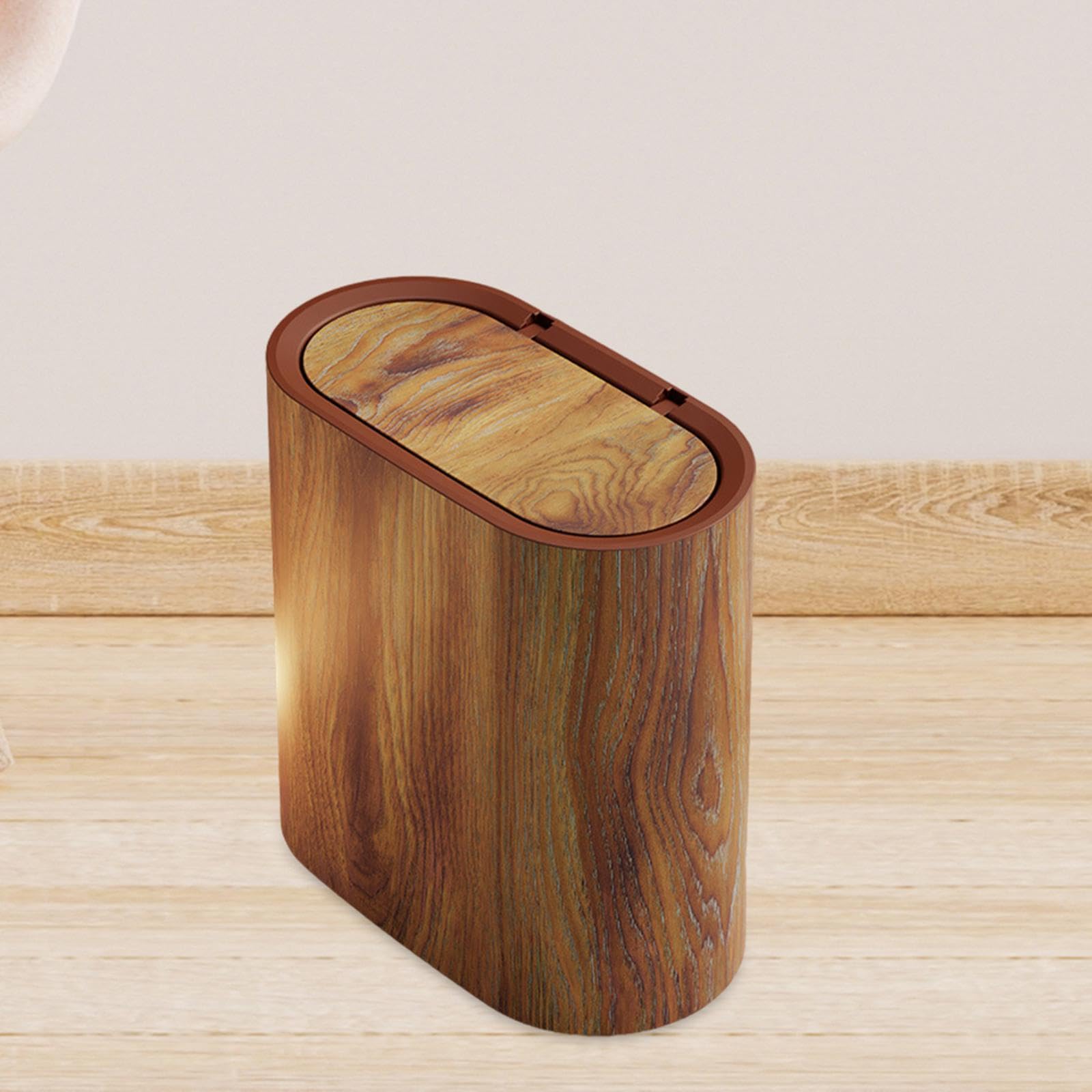 Pattumiera da Cucina Pattumiera con Coperchio a Pressione, Cestino per rifiuti, Contenitore per rifiuti, Pattumiera da Bagno per WC, Marrone