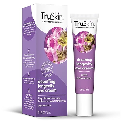 TruSkin Longevity Eye Cream - Crema de ojos con cafeína con bakuchiol, células madre de arándano rojo y extracto de café - Cuidado de la piel hecho