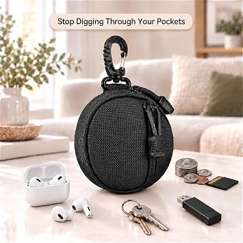 Small Tactical EDC Pouch, 1000D Nylon Round MOLLE Pod for Men