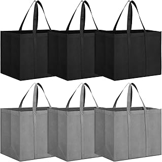 Chamgeco Reusable Grocery Bags 6 Pack, Large Foldable Shopping Bags Tote Bags, Durable Thick Bags with Long Reinforced Han...