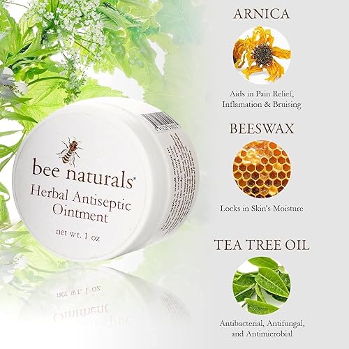 Miniatura 3 de Bee Naturals Pomada antiséptica a base de hierbas, sin antibióticos, con aceite de caléndula, árnica y consuelda, cortes menores y arañazos