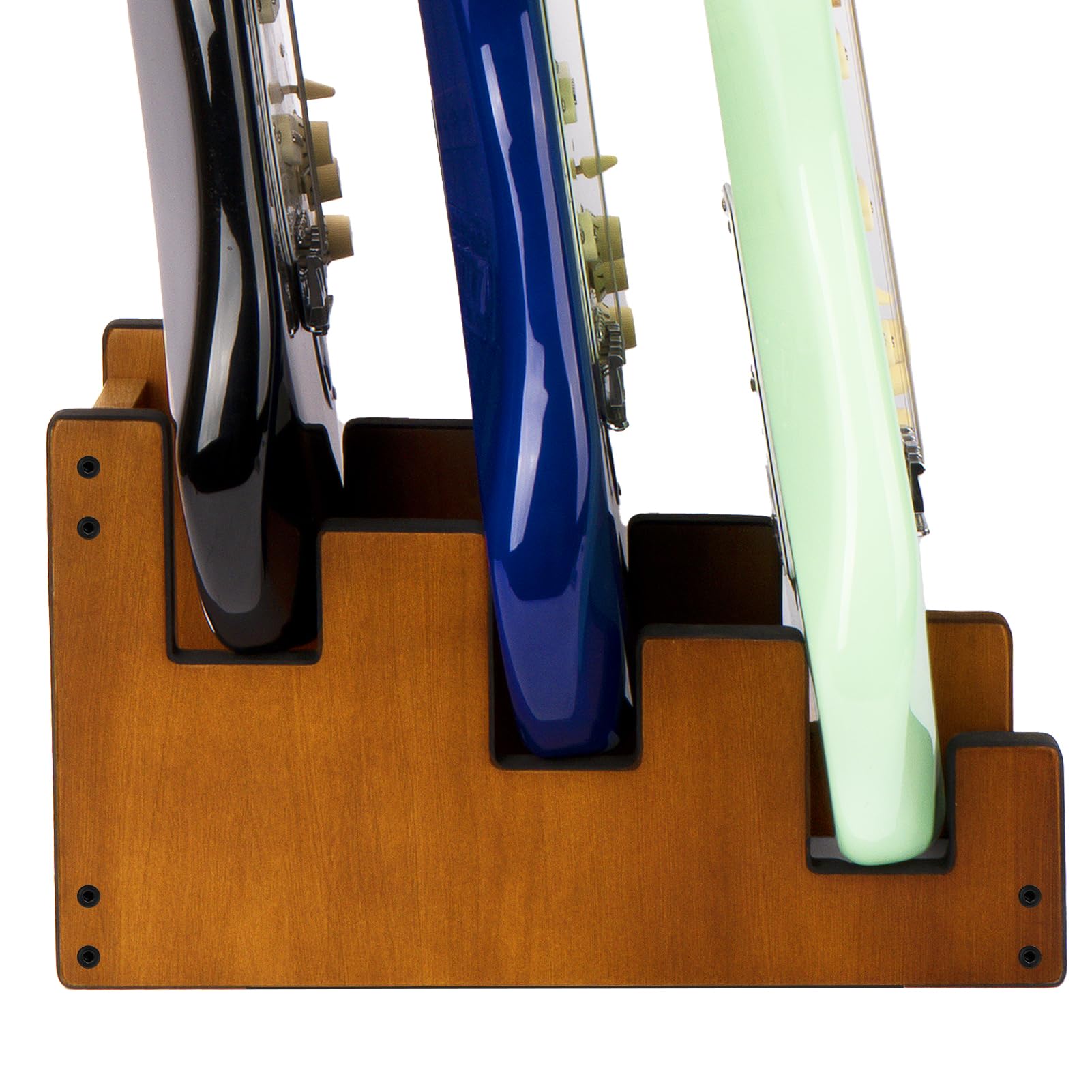 STRICH Support De Guitare En Bois Pour Plusieurs Guitares, Couleur Acajou, L-3EM (Pour 3 Guitares Électriques/Basses)
