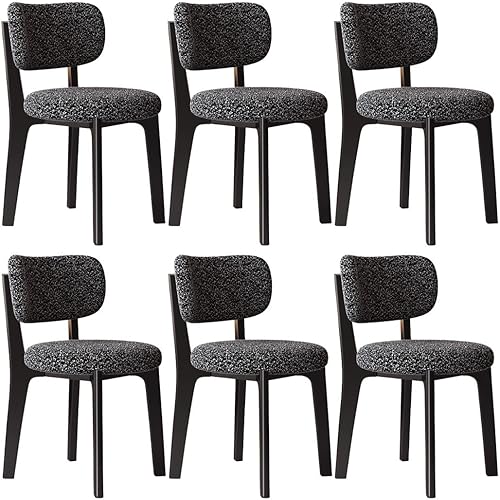 Miniatura 20 de YVYKFZD Solid Wood Dining Chairs, Fabric Dining Room Chair Set of 2/4/6, Upholstered Kitchen Chairs with Curved Backrest, Armless Living Room Chair,