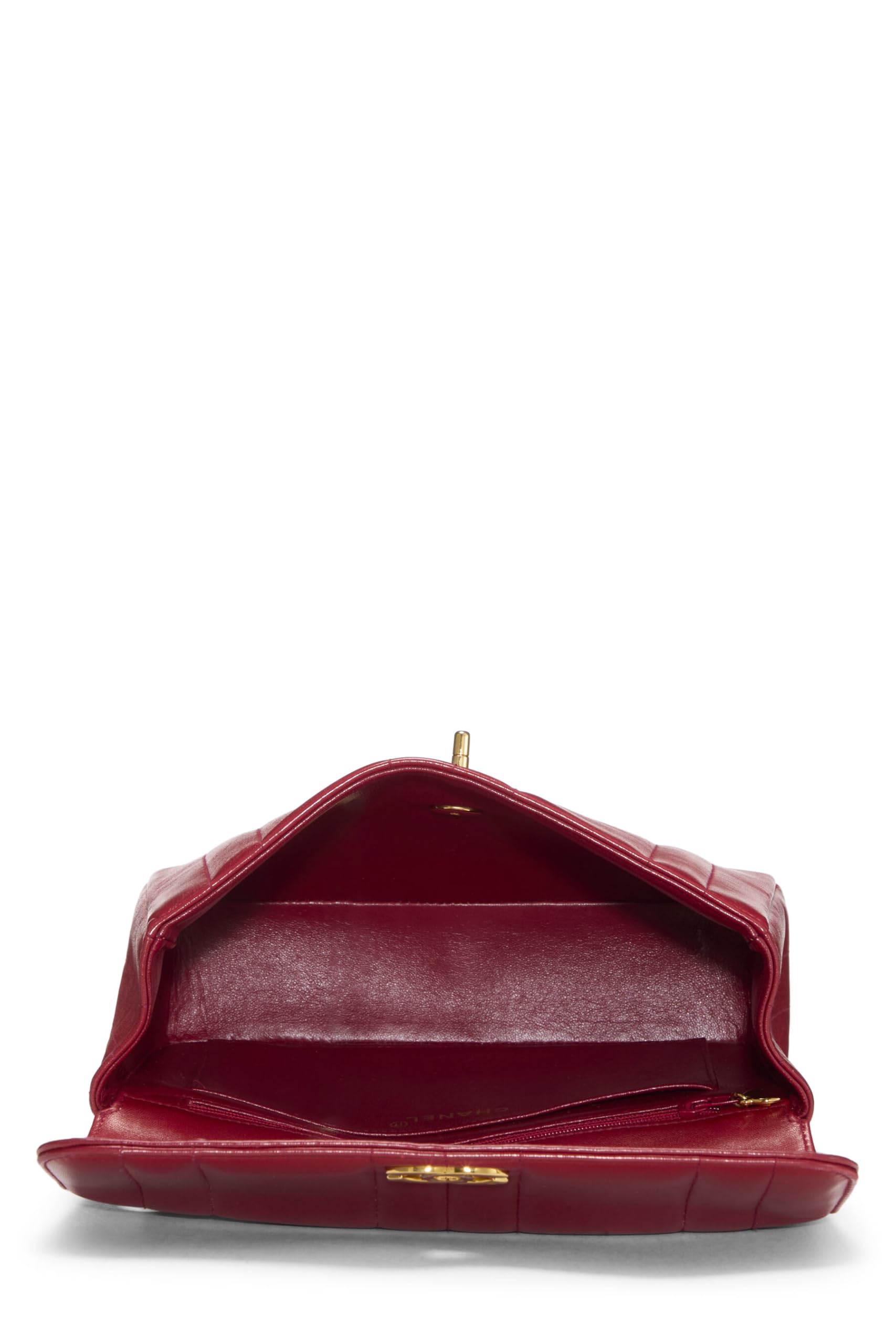 Chanel, Pre-Loved Red Vertical Lambskin Half Flap Small, Red