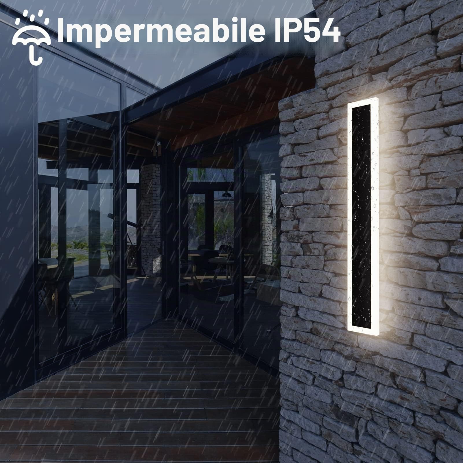 Klighten Applique Esterno LED 60CM/20W Bianco Naturale 4500K, Nero