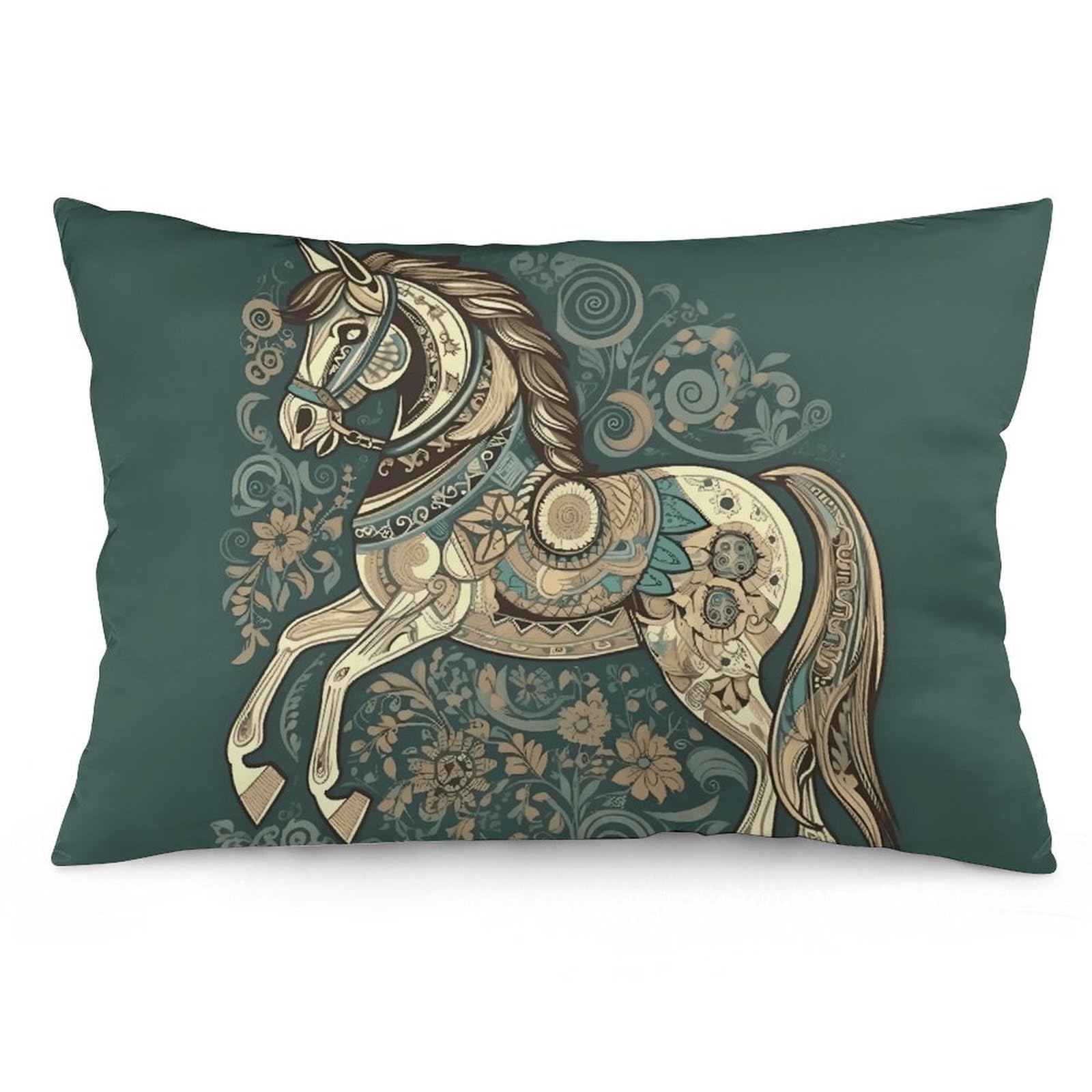 2 Pack Pillow Cases for Hair and Skin, Soft Breathable Pillow Case Covers with Hidden Zipper, Hand Drawn Horse Pillowcase 16 "x24 Pillow Covers for Sleeping Gift