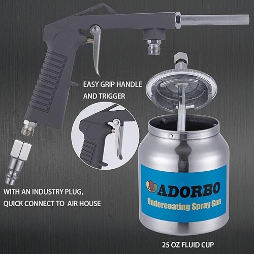 Miniatura 2 de Pistola pulverizadora de revestimiento inferior de aire con ventosa de alimentación, aplica revestimiento de revestimiento de caja de camión, capa