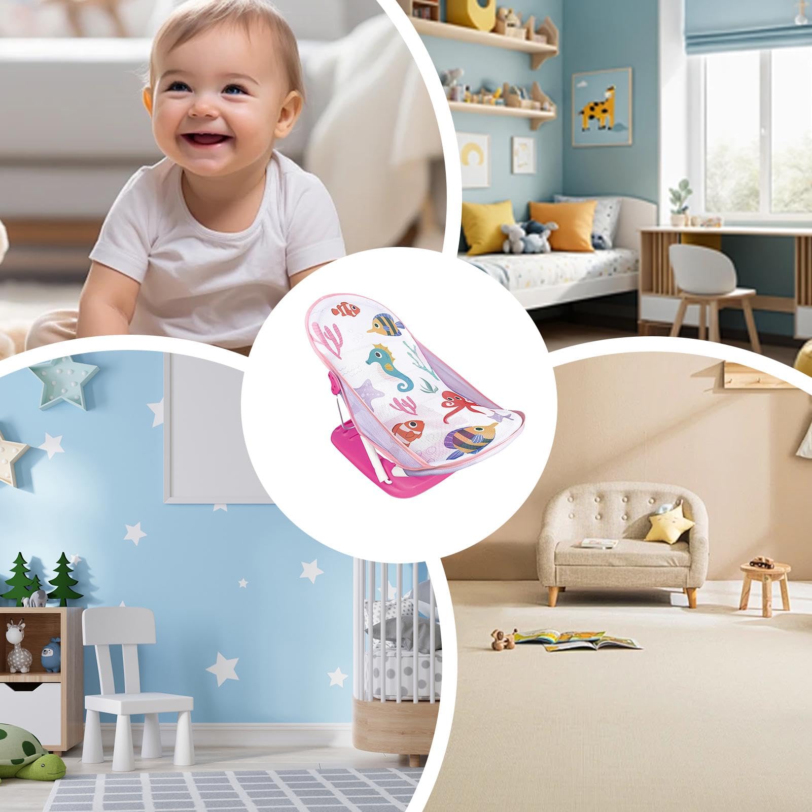 Asiento de baño para bebé – Silla de baño para bebé que ahorra espacio