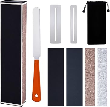 Guitar Fingerboard Luthier Tools Set Includes 8" Guitar Fret Leveling Sanding Beam Leveler, Guitar Fret Crowning Luthier File, Fingerboard Guards and Replacement Sanding Papers for Guitar Bass