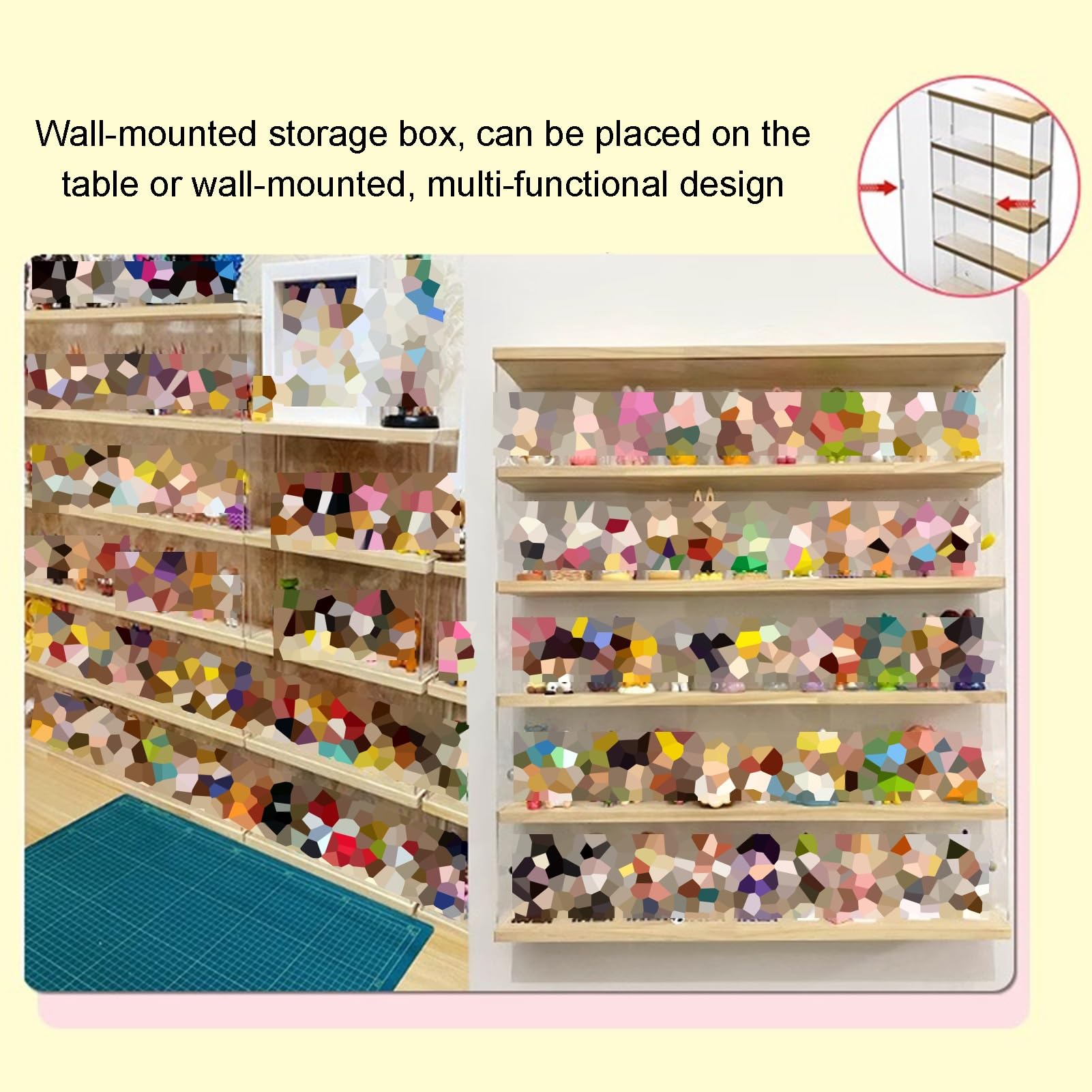 Mensola da parete da collezione con porta trasparente, ideale per modellini, giocattoli e figure, perfetta per casa, ufficio, sala giochi o camera da letto, 30 x 8 x 37,8 cm