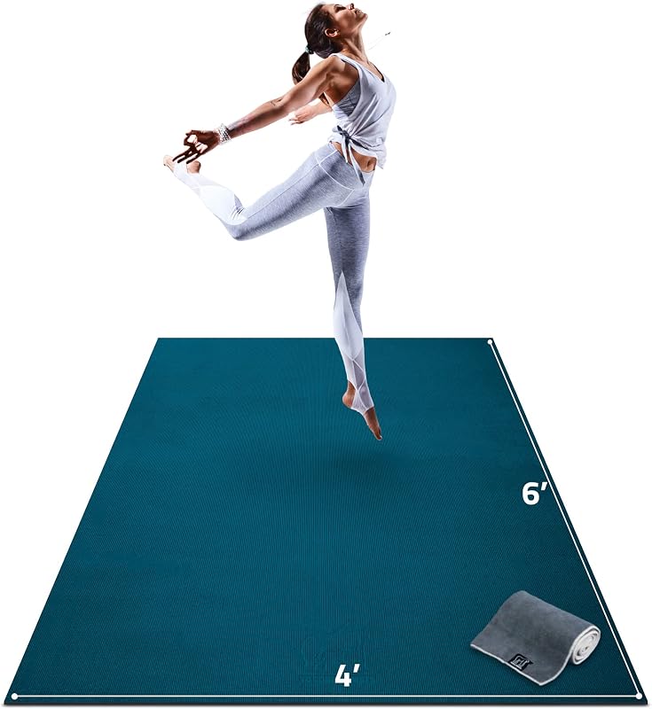 Gorilla Mats Estera de yoga grande – 6'x4', 7'x5' (8 mm) Estera de ejercicio antideslizante extra gruesa y ancha para pisos de gimnasio en casa - Estera de piso de entrenamiento ultra cómoda para ejercicios descalzos, anti fatiga, estiramiento
