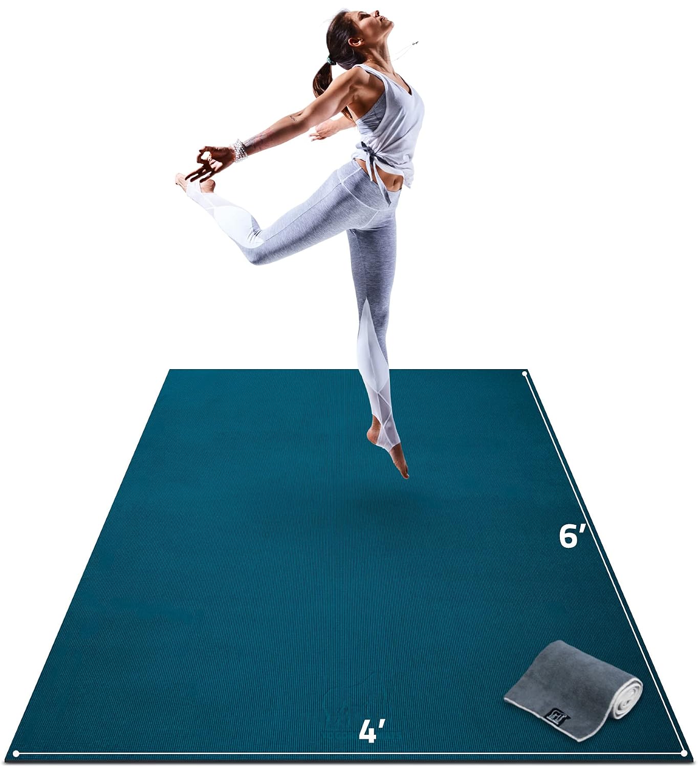 Large Yoga Mat - 6' x 4' x 8mm Extra Thick & Comfortable, Non-Toxic, Non-Slip, Barefoot Exercise Mat - Yoga, Stretching, C...