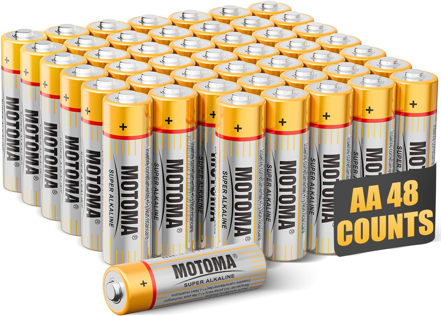 AA Batteries 48Pack 1920mAh Alkaline Double A Batteries 10 Year Shelf Life AA Battery Long Lasting Power Batteries AA for Alarm Clocks Remotes Electronic Devices