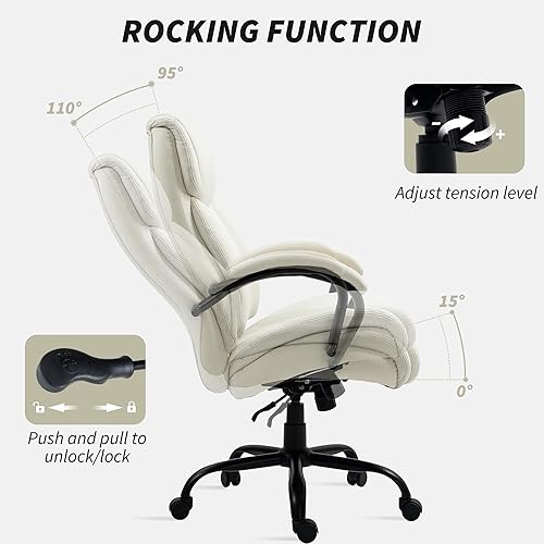Miniatura 7 de Vinsetto Silla de oficina ejecutiva grande y alta con respaldo alto, 485 libras con asiento ancho, silla de escritorio para computadora con tela de