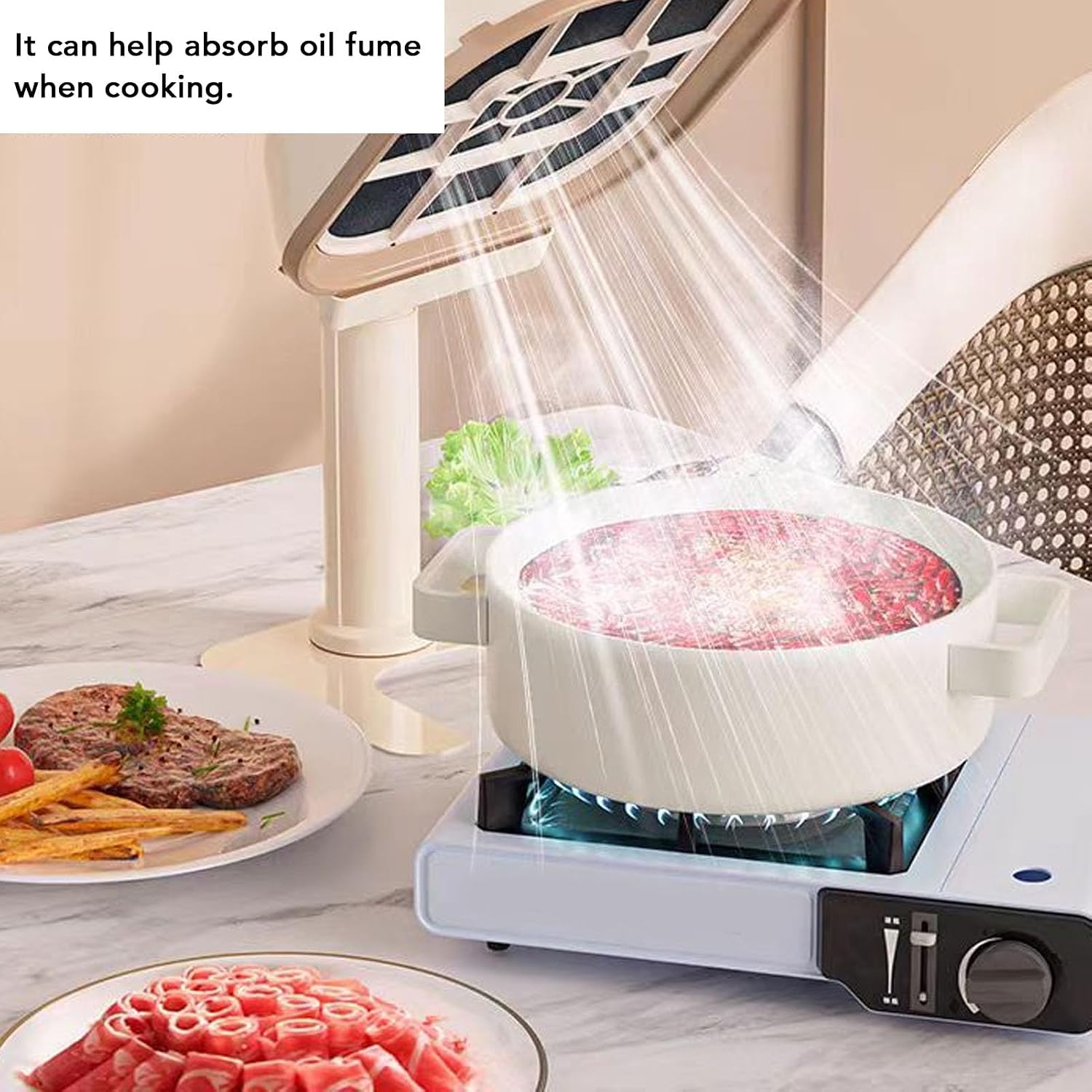 Portable Desktop Range Hood Adjustable Height Kitchen Exhaust Fan 3300RPM Low Noise USB Power Supply Indoor BBQ Hot Pot