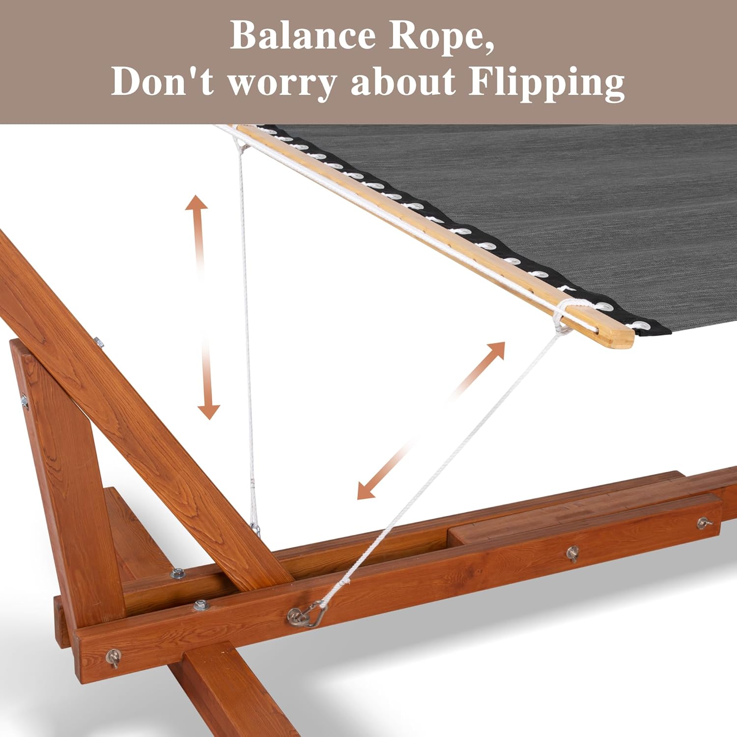 SUNCREAT Hammocks for Outside with Stand, Balance Ropes, Two Person Hammock for Poolside, Backyard, Garden, Patio, Dark Gray