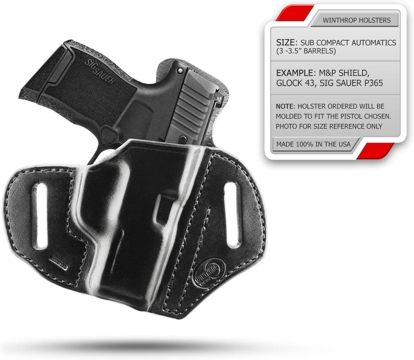 Winthrop Holsters OWB Pancake Black Leather Holster