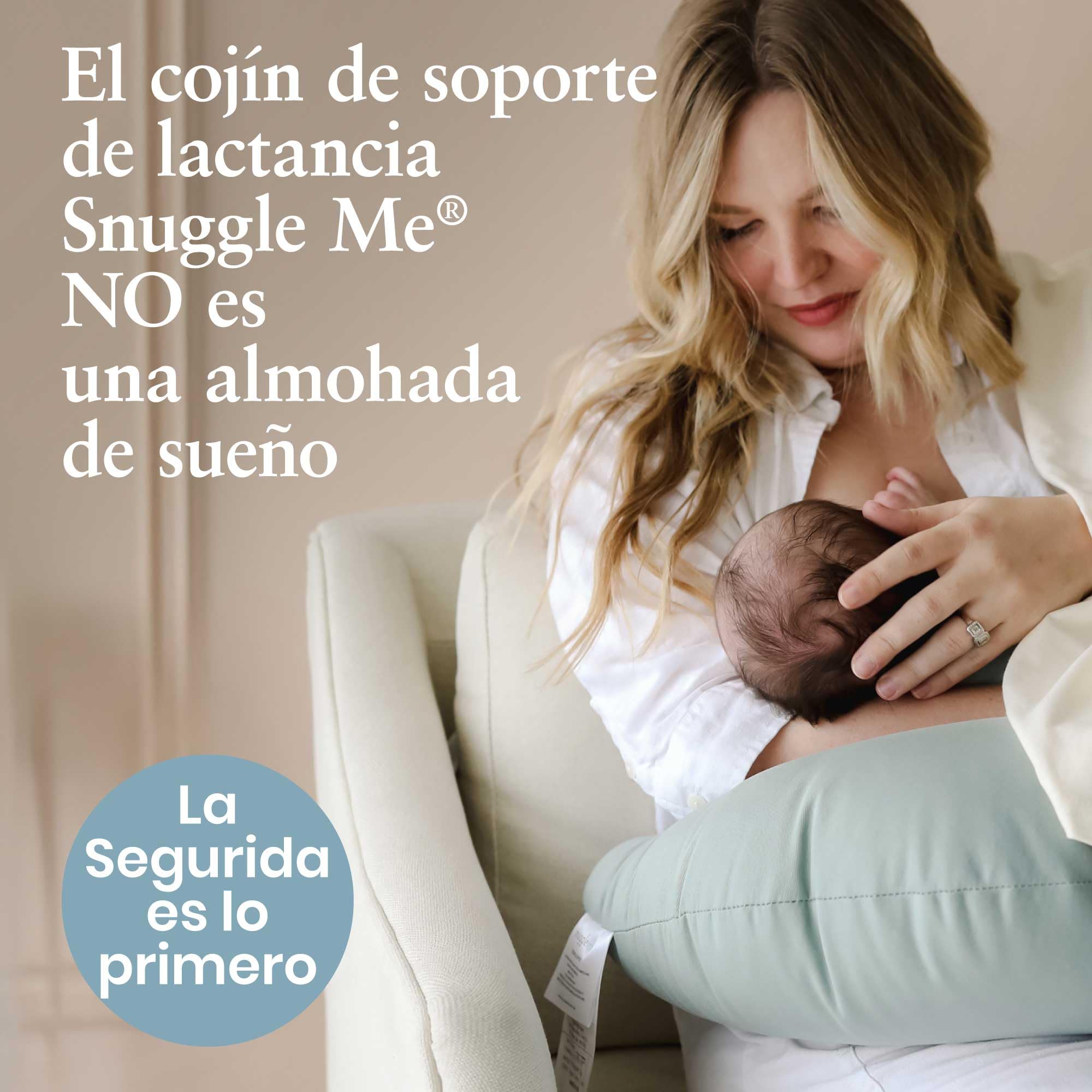snuggle me Me® Cojin Lactancia - Almohada Lactancia para Biberón y Lactancia Materna - Funda 100% Algodón Orgánico y Relleno - Lavable a Máquina y Transpirable - Esencial para Recién Nacido