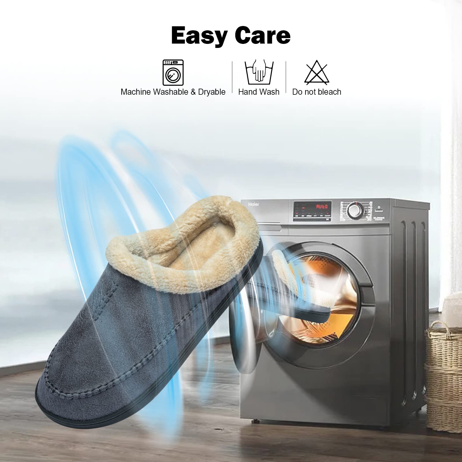 Miqieer Pantofole da Casa Uomo Invernali Calde Pantofole Memory Foam Ciabatte con Suola di Gomma Antiscivolo Interno Esterno