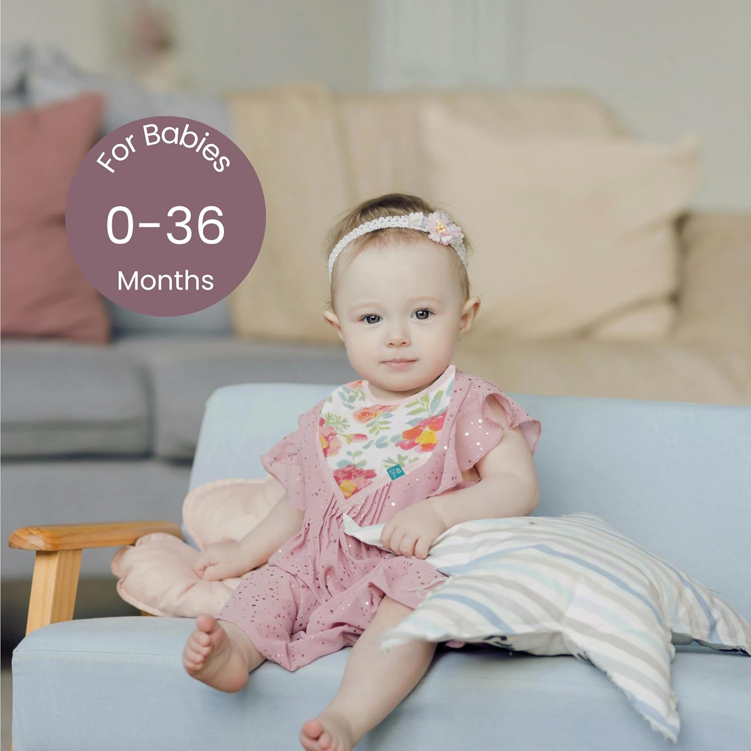 Featherhead™ Muslin Baby Bibs for Feeding, Drooling, & Teething - 100% Cotton Muslin with Absorbent Towel Backing