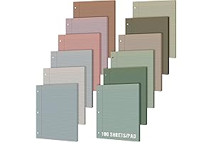 PerKoop 12 Pack Colored Loose Leaf Paper, Wide Ruled 8 x 10.5 Inch