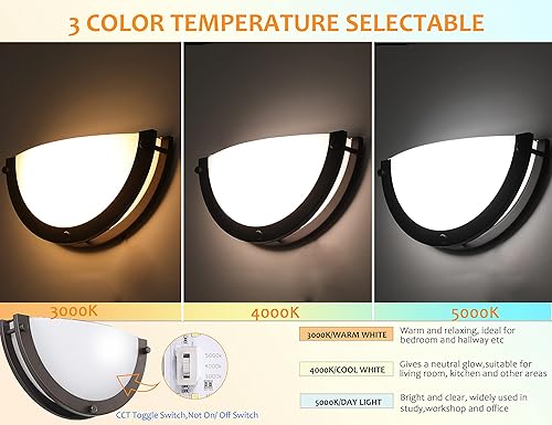 Miniatura 2 de CLOUDY BAY Lámpara de pared de 12 pulgadas, CRI90+15W 3000K4000K5000K Temperatura de color ajustable regulable aplique de pared, LED de media luna,