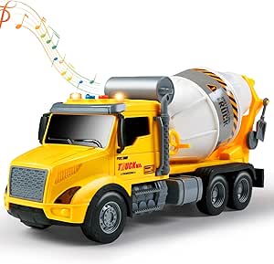DWIRCTOYS Toddler Trucks Toys, Big Cement Mixer Toy Truck with Lights and Sounds, Truck Vehicle Boy Toy for 3 4 5 6 Year Old