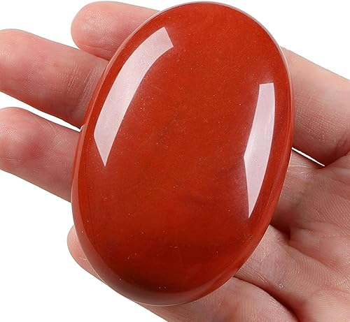 Miniatura 2 de Jaspe rojo de 2.4 pulgadas, cristales curativos de piedra de palma grande, piedras preciosas naturales, efectos calmantes, equilibrio de energía,