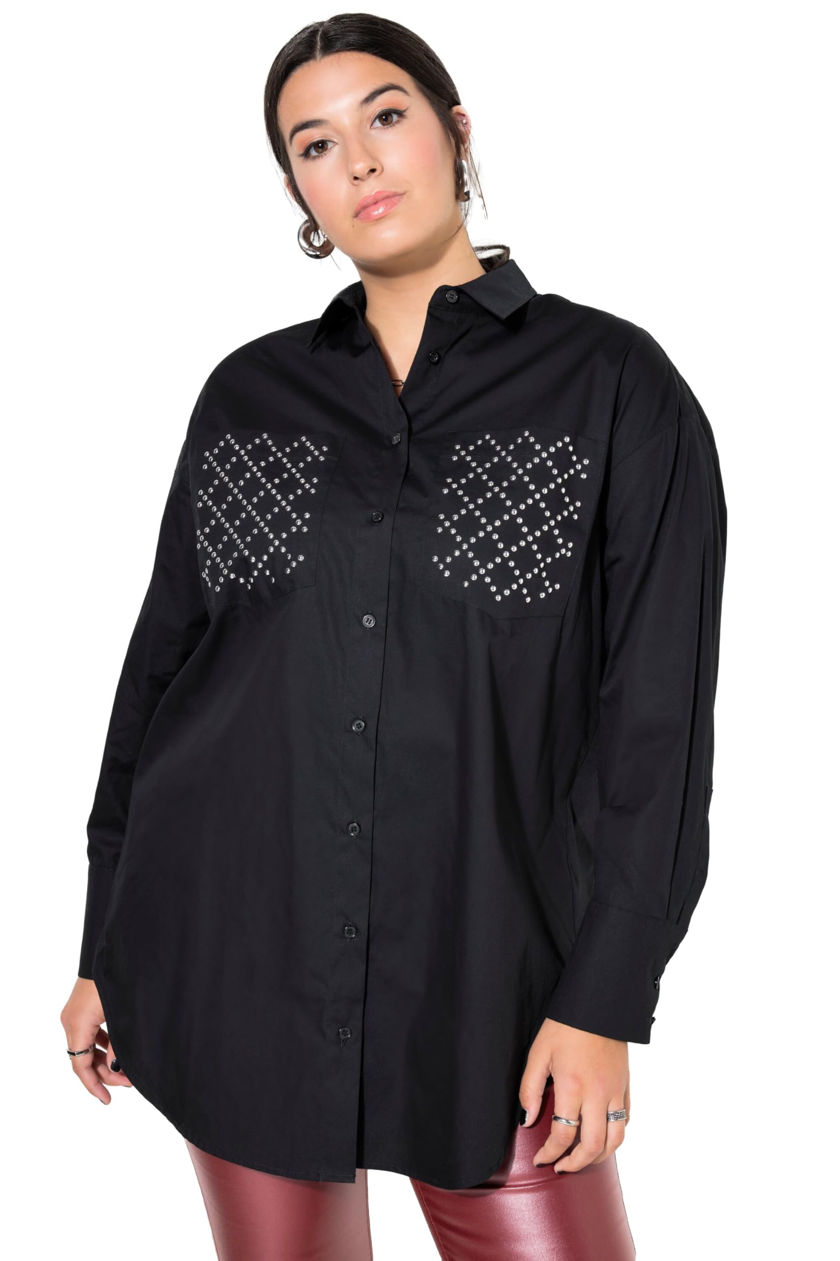 Studio Untold Damen große Größen Übergrößen Plus Size Hemdbluse, Oversized, Ziernieten-Taschen 835261