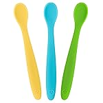 WeeSprout Silicone Baby Spoons - First Stage Infant Feeding Utensils With Soft-Tip, Bendable Kitchenware for Parent & Self-Feeding, Ultra-Durable, Dishwasher Safe, Travel Case, Set of 3
