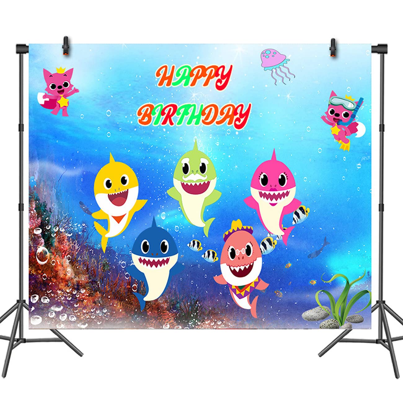 Buy Baby Shark Birthday Party Backdrop, Cartoon Cute Party Decorations