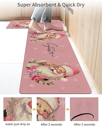 Miniatura 4 de Tapete de baño de Navidad para bañera, antideslizante, de secado rápido y absorbente, tierra de diatomeas, fregadero de cocina, lavable, diseño de