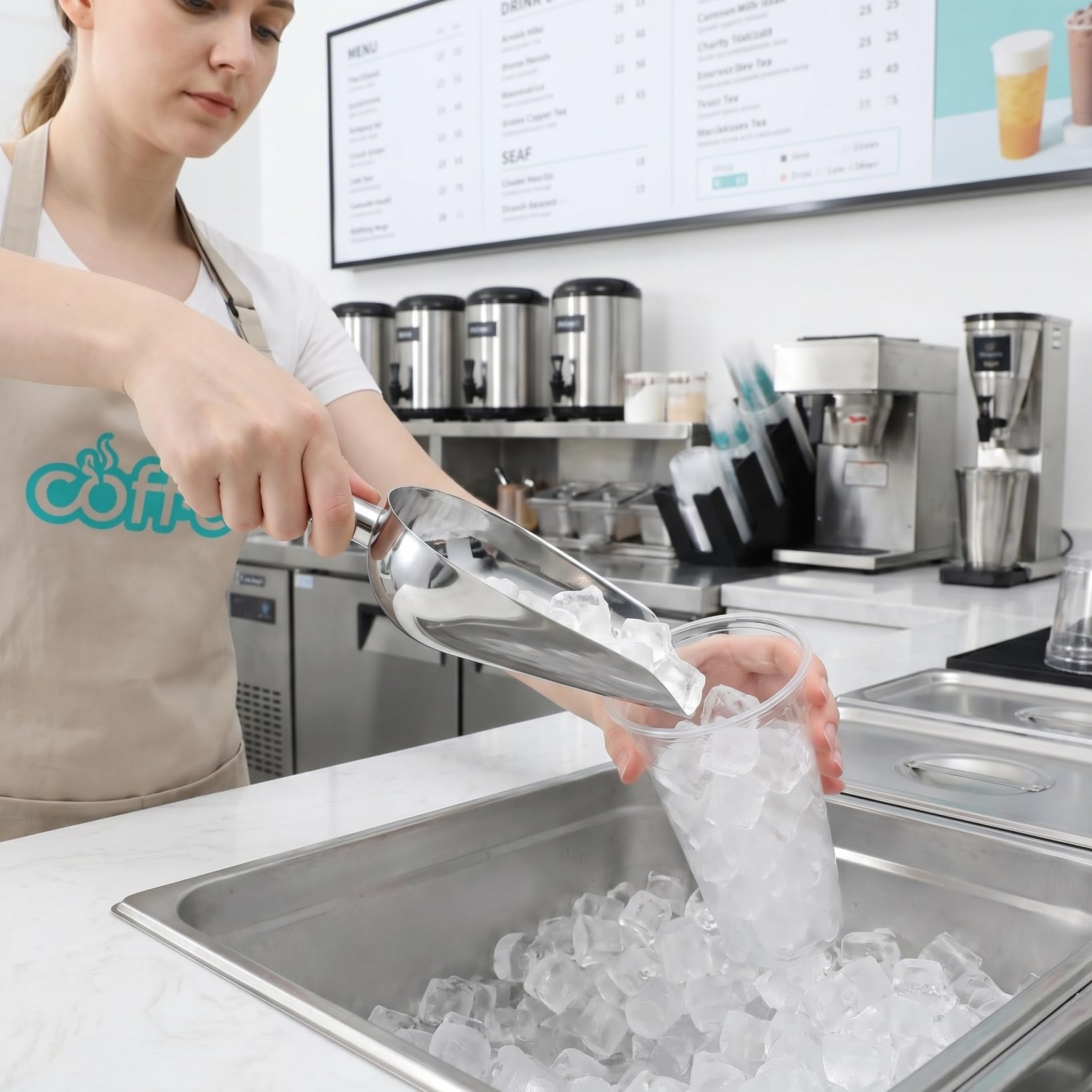 DOITOOL Paletta Multiuso in Acciaio Inossidabile 12 Pollici Per Cubetti Di Ghiaccio Riso Noci E Farina Con Manico Ergonomico Per Uso Professionale E Domestico in Buffet E Feste