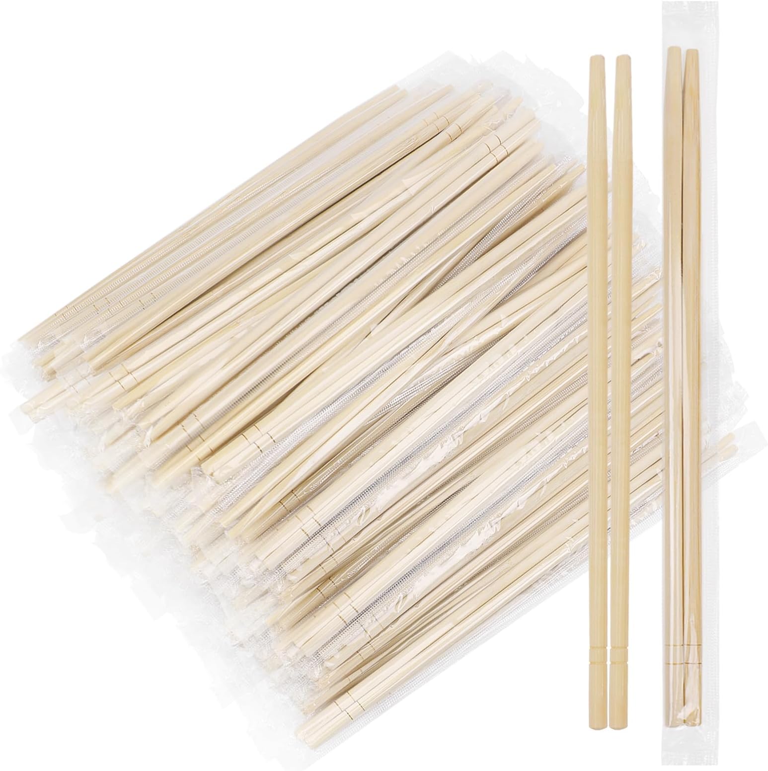800 Pairs 9 Inch Disposable Bamboo Chopsticks Bulk, Individually Clear Wrapped Separated Sleeved Chopsticks Wooden for Restaurants, Noodles, Sushi, Asian Food