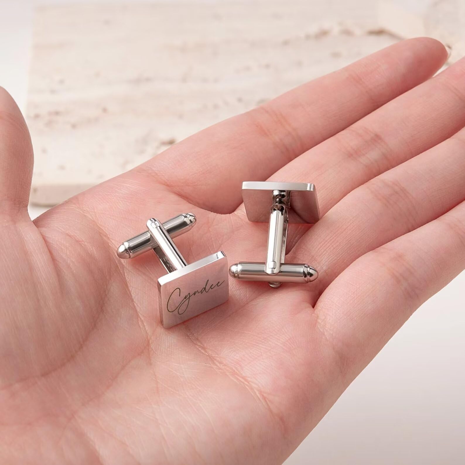 Regalo conmemorativo para hombre - Gemelos de huellas dactilares - Gemelos grabados Firma real - Gemelos de escritura a mano - Regalos personalizados