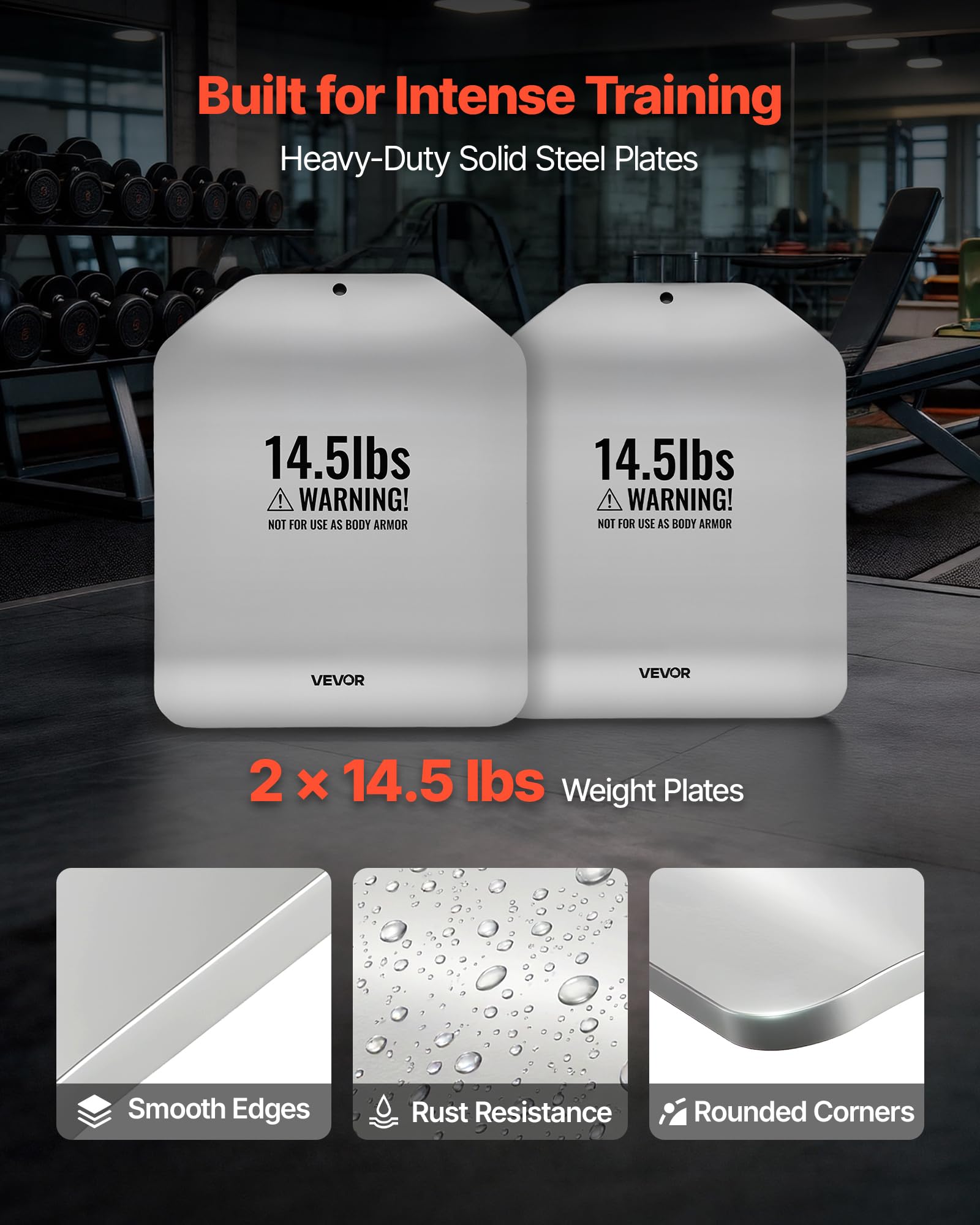 VEVOR Gewichtsplatten für Gewichtswesten 13,2 kg Set (2 x 6,6 kg), Gebogene Gewichtswestenplatten für WODs & Funktionelles Training, Ergonomisches Zusatzgewicht für Krafttraining, Laufen und Fitness