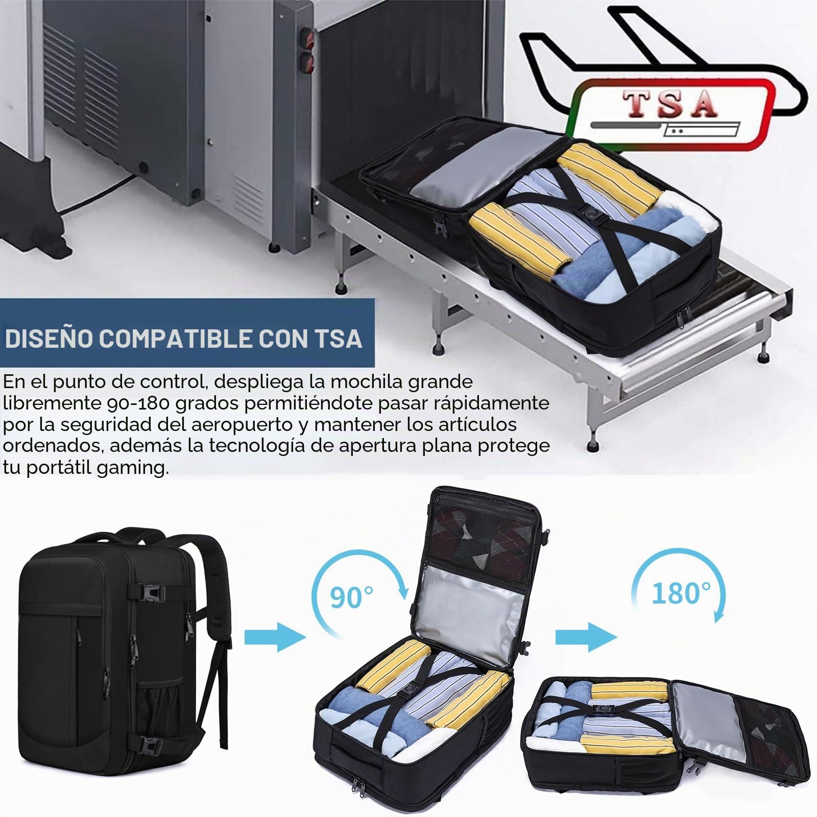 Mochila Viaje 40x30x20 Ryanair Vueling Cabina Avion 24L Impermeable Equipaje Mano 14 Pulgadas