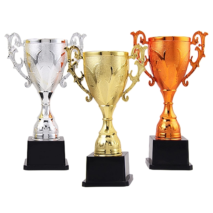 SINGOMON 3件塑料奖杯套装，金银铜三等奖杯