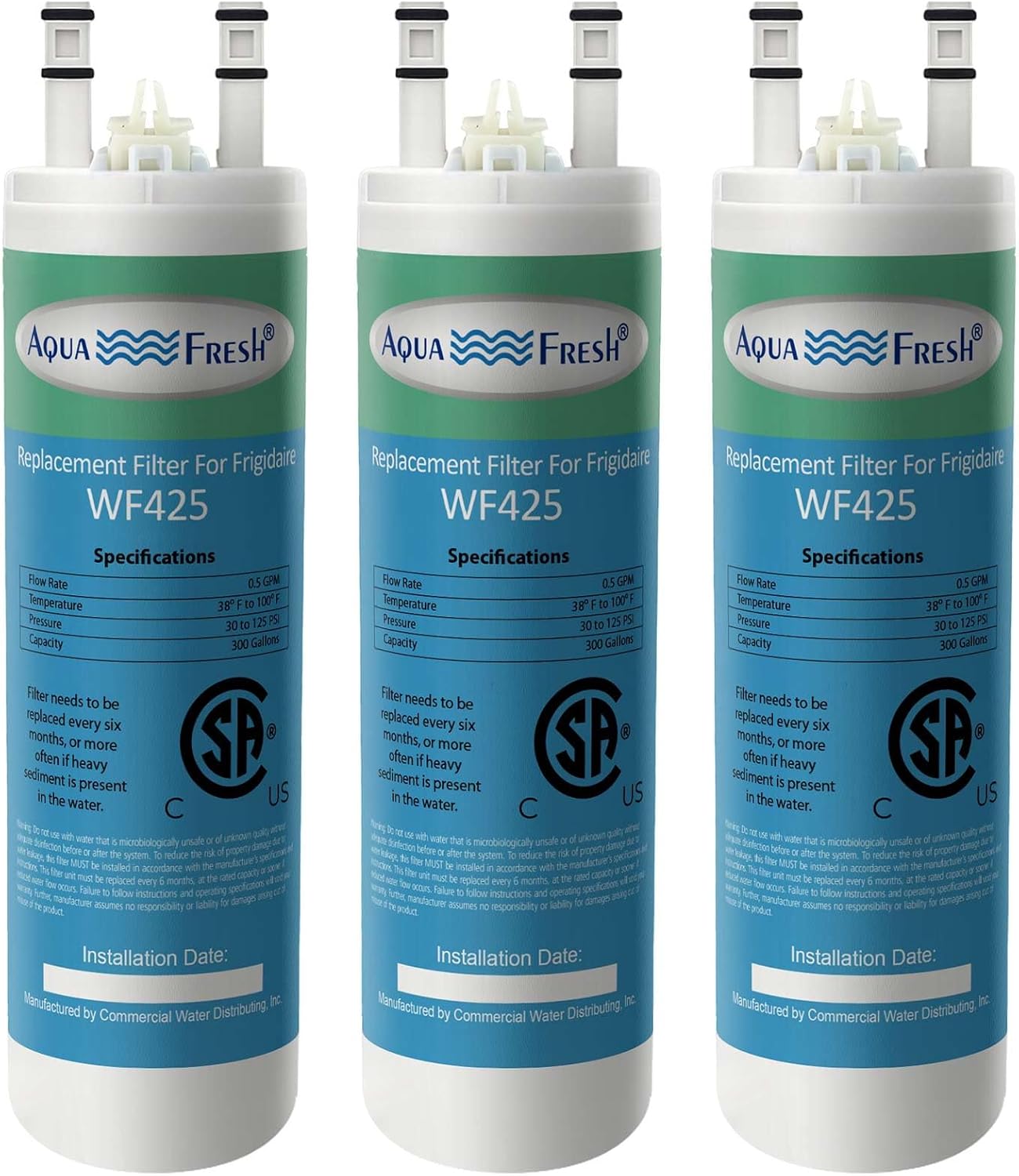 Aqua Fresh Replacement for WF3CB, PureSource 3, 706465, 242086201, 242086203, 242294501, 242069601, AP4567491, PS3412266, WF425 Refrigerator Water Filter (3-Pack)