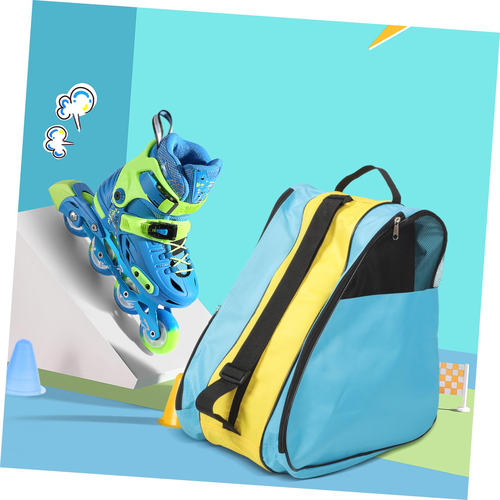 Borsa per Pattinaggio Rotelle in Nailon, Zaino Comodo Zip, per Trasporto e Protezione di Pattini e Scarpe Roller Skate
