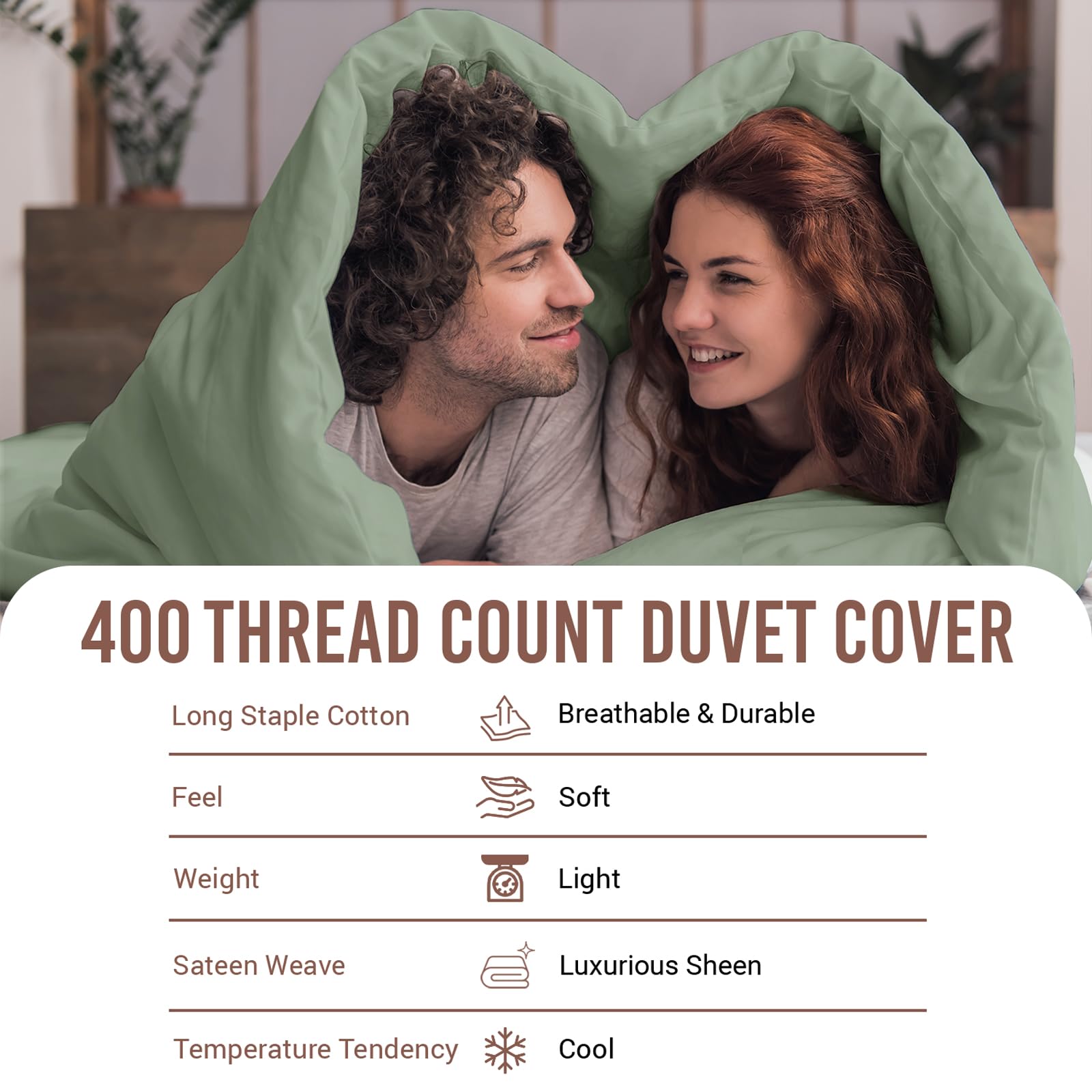 Pizuna 100% Cotton Super King Duvet Cover Set Seafoam Sage - Image 4
