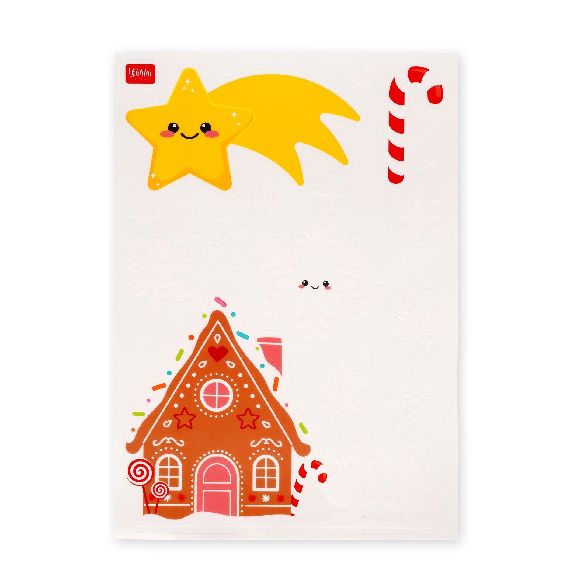 Legami - Juego de 70 Pegatinas Electrostáticas para Ventana, Christmas Edition, Pegatinas Electrostáticas, Decoración de Ventanas, Adornos de Ventana Reposicionables y Reutilizables