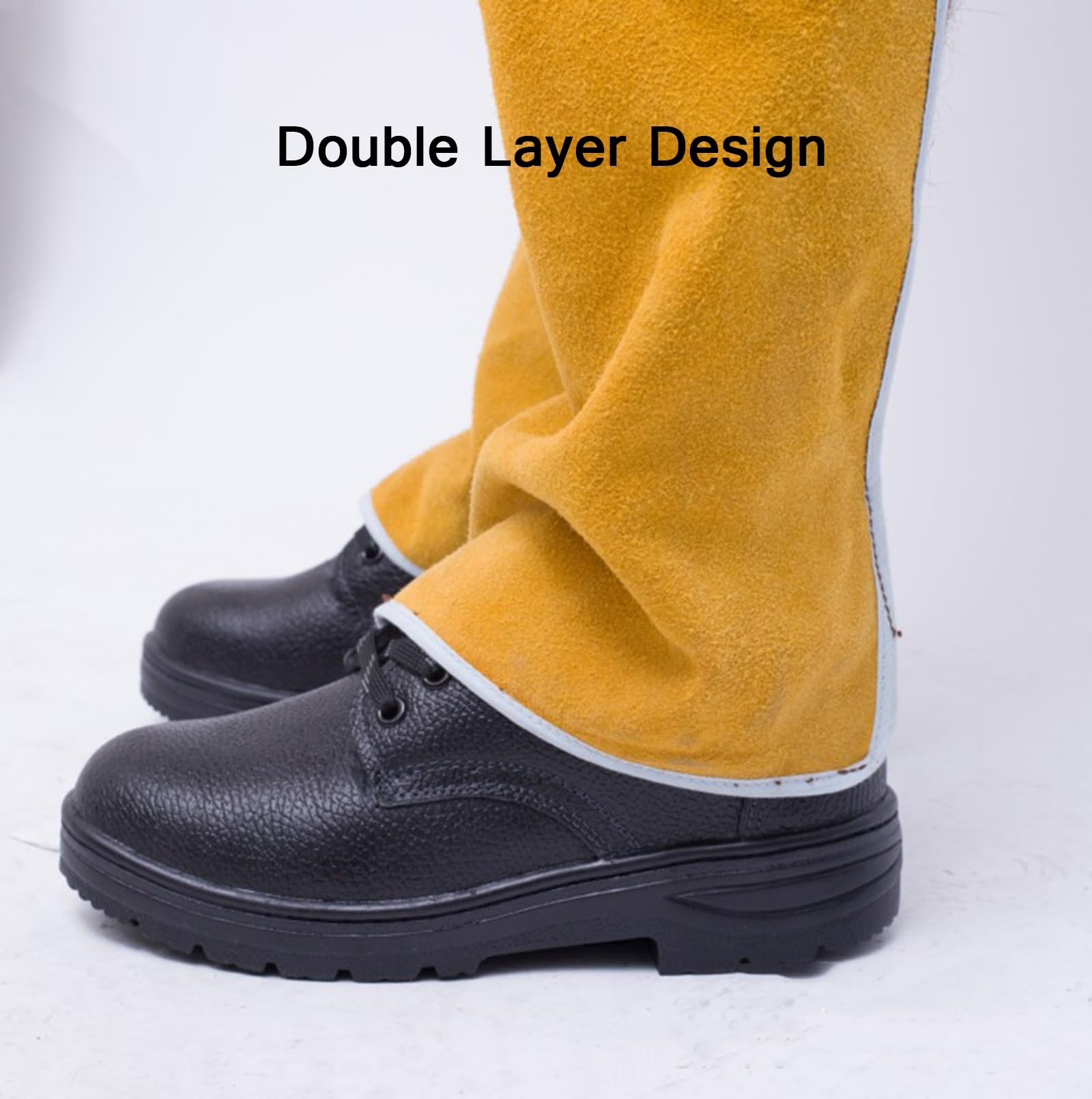 Delantal de Cuero para soldar con Pierna Dividida para Hombre, protección de piernas de Seguridad Resistente con Bolsillos para Herramientas.