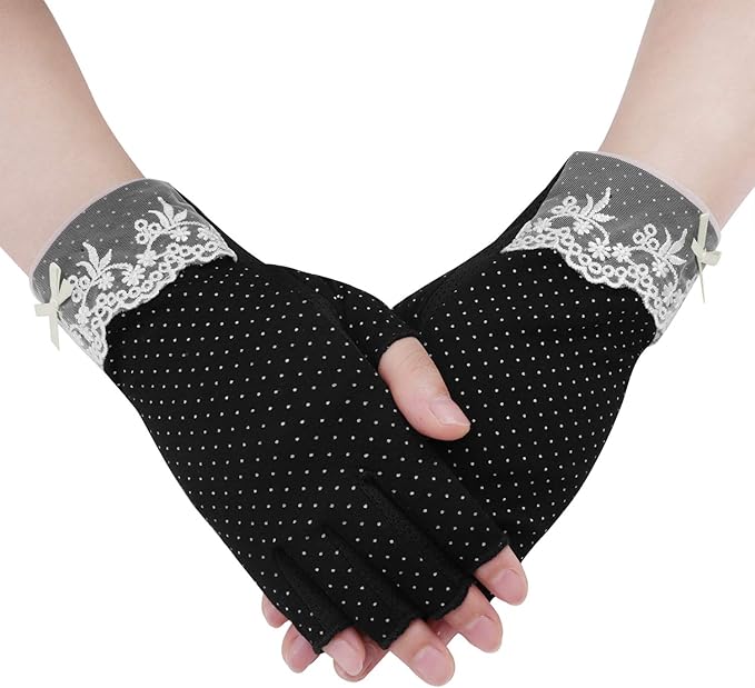 指なし手袋 ショートグローブ ドット柄