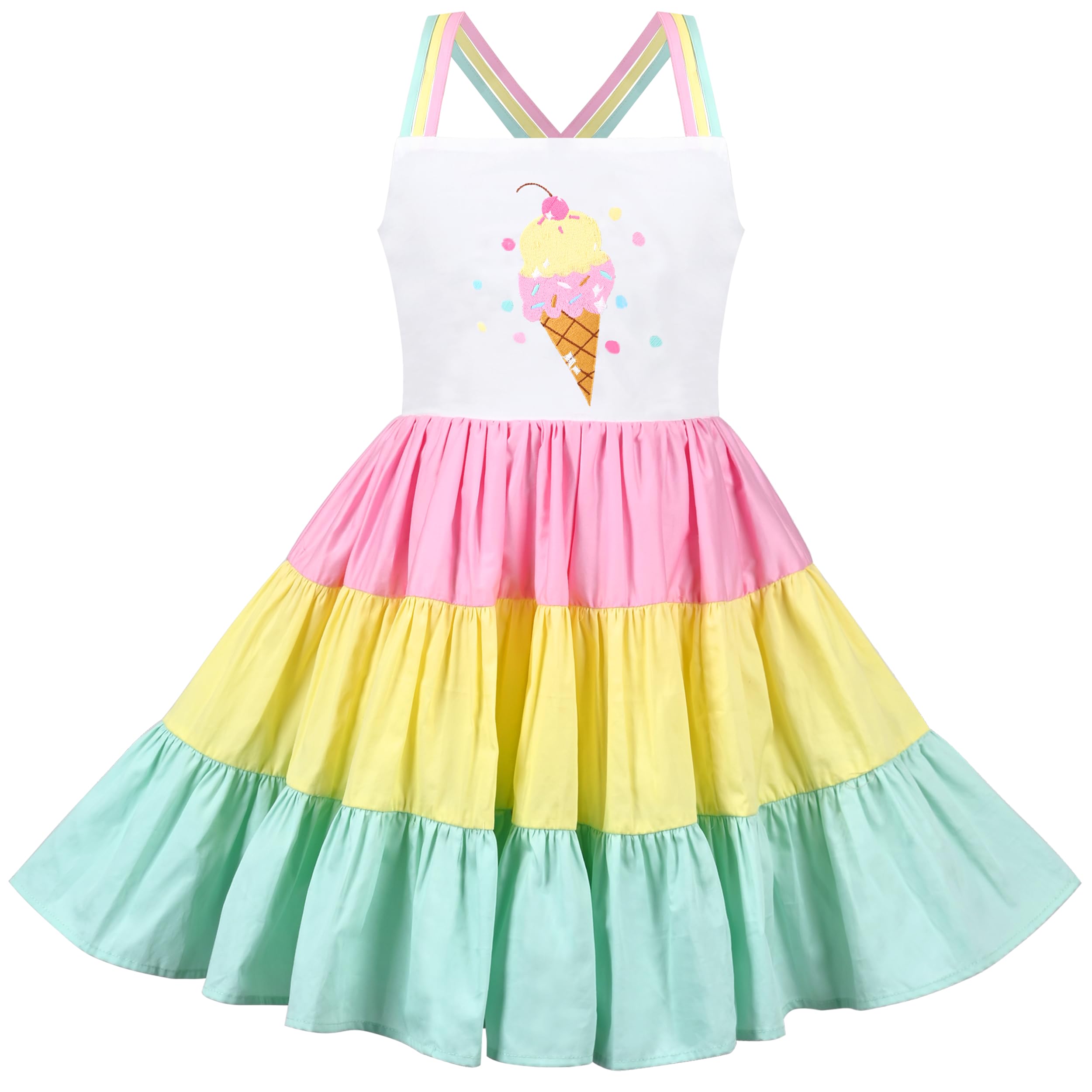 Sunny Fashion Vestido para niña Azul Mariquita Rosa Dot Niños Ropa 2-8 años