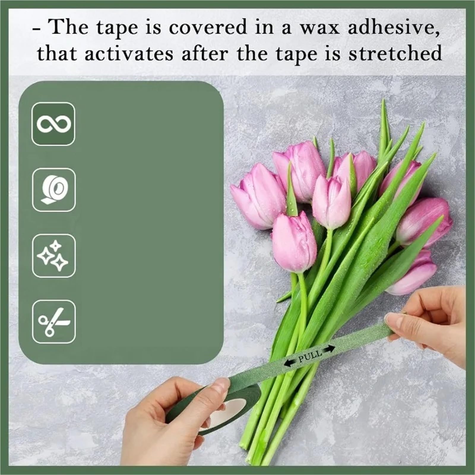Taśma florystyczna, Florist Tape Pack Of 20 Dark Green meters x 7 cm