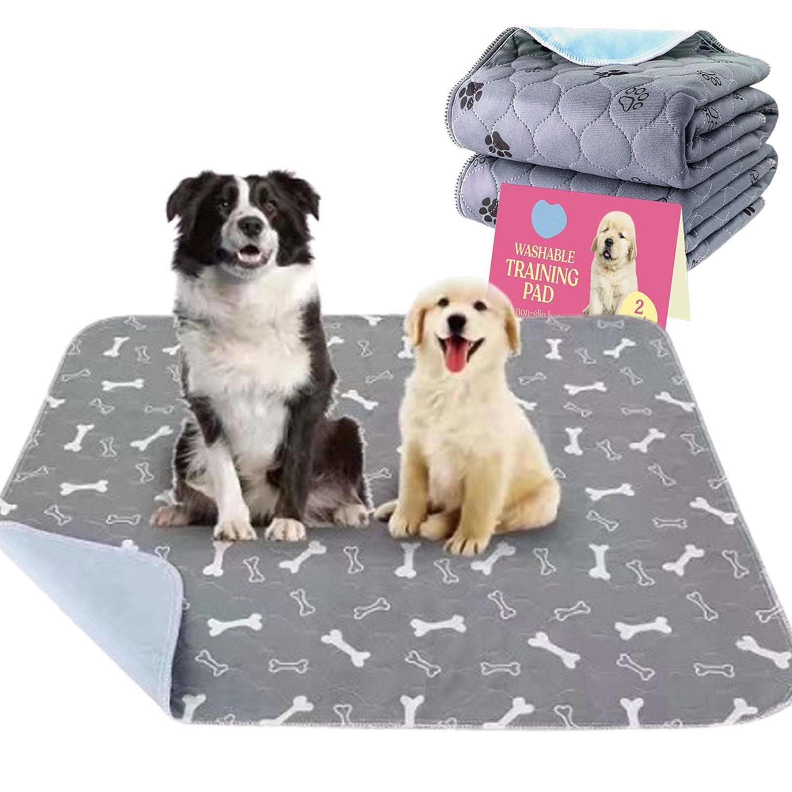 Tappetino Igienico, Assorbente e Lavabile per Cani e Cuccioli, Protezione a 4 Strati Contro le Perdite, Tappetino Cane Pipì, Traversine Lavabili per Cani, Riutilizzabile (80*90CM,GREY*2)