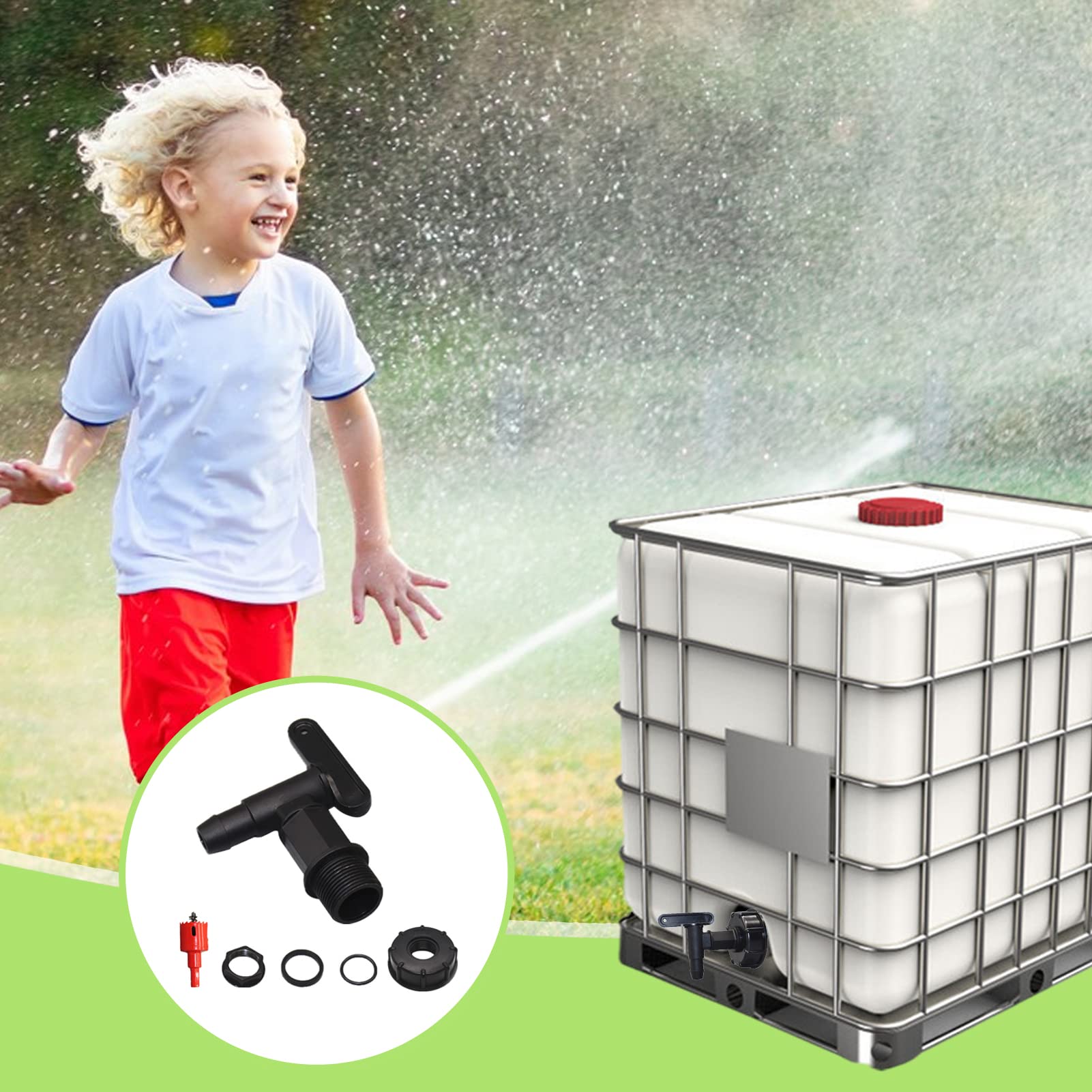 Anlising Robinet Cuve 1000L, Adaptateur De Réservoir Alliage, IBC Connecteur à Filetage, Tuyau D