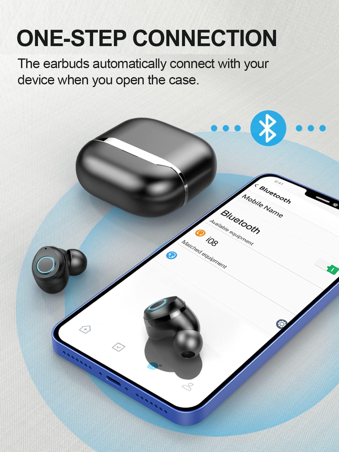 Wireless Earbud, Wasart Bluetooth 5.1 Headphones with Microphone Deep Bass Bluetooth Earphones in-Ear, CVC8.0 Noise Cancelling Earbud for Sport Running Gym IPX7 Waterproof, 30H Playtime, Touch Control