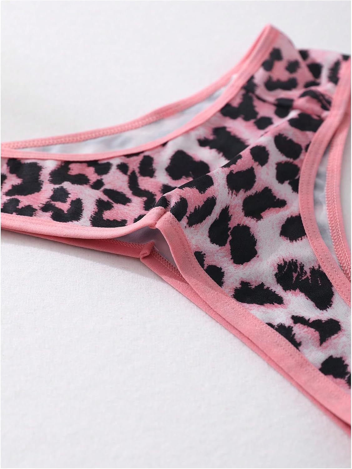 OYOANGLE Women's 6 Pack Leopard Print Thong Underwear Ice Silk Panties Seamless Thong Panties - Image 5